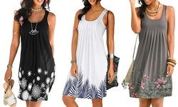 Women Summer Casual Spaghetti Strap Sundress Sleeveless Beach Dress
