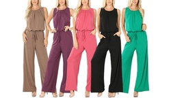 Women's Sleeveless Jumpsuit with Pockets with Plus
