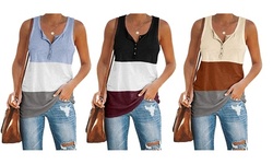 Womens Workout Color Block Tank Tops Racerback Yoga Basic Summer Casual Tops