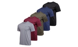 5-Pack Mens Active Dry Fit Pocket Crew Neck T-Shirt (S-3XL)