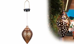 Hanging Solar Lights Solar Lantern LED Waterproof Retro Garden Art Metal Light