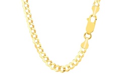 10K Solid Yellow Gold Diamond Cut Comfort Curb Chain Available //2.8mm - 8.2mm