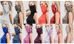 Love Kuza Women's Sleeveless Convertible Cowl Neck Mask Top