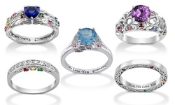 1 or 2 Custom Sterling Silver Mother's, Grandmother's, Family Birthstone Rings–Limogés Jewelry (Up to 56% Off)