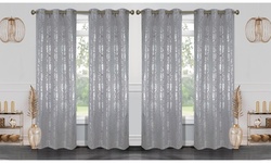 Betheny Blackout Curtain Panels with Metallic Print (2-Pack)