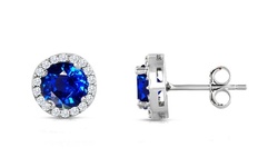 Sterling Silver 3.00 CTTW Cubic Zirconia Halo Studs