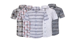 Sulso Couture Men's Short Sleeve Performance Printed Foil Button Down