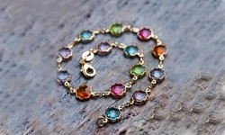18K Gold Plated Multi Color Link Anklet Made with Swarovski Elements
