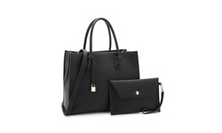 Milan collection Vegan leather Satchel handbag set with Matching clutches(7661)