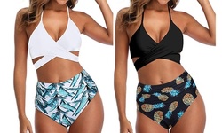 Women Halter Bikini Swimsuits Cross Wrap Two Piece Strappy Bathing Suits