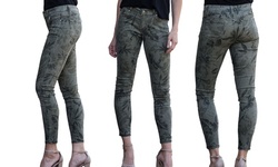 Reflection Women's Leaf Printed Skinny Jeans. Plus Sizes Available