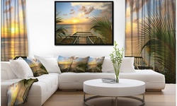 Sunset Sea View from Terrace - Photography Framed Canvas Art Print