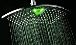 12'' Fan Rainfall Showerhead with Color-Changing LED/LCD Temperature Display