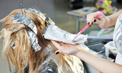 Haircut or Partial Highlights with Shampoo, Deep Conditioning and Style at Nikhar Salon (Up to 63% Off)