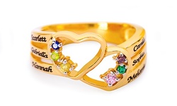 Personalized Mother's Heart Ring w/ Names and Birthstones from MonogramHub (Up to 77% Off). 4 Options Available.