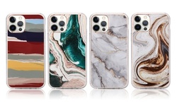 Marble Print with Glitter TPU Protective Case for iPhone 12/ 12 Pro Max/ 12 Mini
