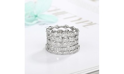 Sterling Silver Infinity Band Set With Swarovski Crystals 