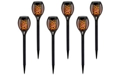 6 PC LED Solar Power Outdoor Garden Pathway Tiki Torch Lights