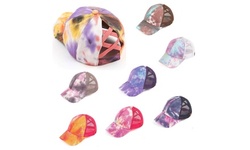 C.C. Tie-Dye Criss Cross Mesh Ponytail Cap,  BT-924