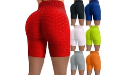 Womens Anti Cellulite Butt Leggings Shorts Butt Lift Scrunch Textured Leggings