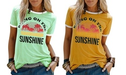  Bring On The Sunshine Graphic Summer Tees Blouses for Women Tops Tunic