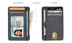 Slim Minimalist Front Pocket RFID Blocking Leather Wallets for Men Women