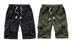 Mens Shorts Cargo Shorts Elastic Drawstring Cotton Casual Lightweight Shorts