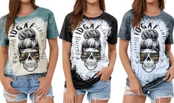 Womens Feeling Idgaf-ish Today T Shirt Skull Graphic Tees Tops