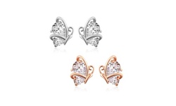Kid's 18K Gold Plated Crystal Butterfly Stud Earrings By Diane Lo'ren