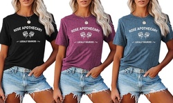 Womens Rose Apothecary Graphic Tees Summer Funny Short Sleeve Tops