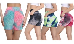 Haute Edition Women's Butt Lifting Tie Dye High Waist Bike Shorts