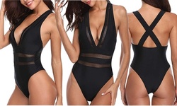 Women One Piece Plunge V Neck Monokini Sexy Hollow Out Swimsuits Bathing Suit