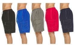 Men's Solid Quick Dry Swim Trunks With Cargo Pocket