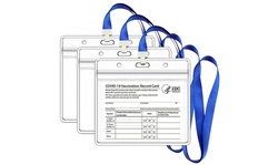 Clear CDC Vaccination Record Card Protectors, 2-3-5 Pack Options With Lanyard