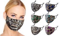 6 Pack : Sequined Cotton Fashionable Face Masks With Adjustable Ear Loops