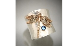 Women 925 Sterling Silver Natural Gemstone Sapphire Dragonfly Ring Ladies Ring