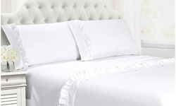 Luxury Home Deep-Pocket Silky Ruffle Sheet Set (4-Piece)