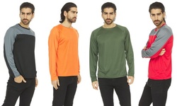  (4 Pack) Men's Active Long Sleeve Tees Wicking Athletic UV Ray Protection