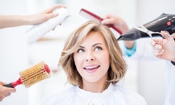 Women's Haircut, Blowout, Glaze with a Root touch up and Partial Highlights (Up to 62% Off)