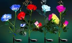 Outdoor Solar Lights Realistic Solar Powered LED Rose Lights Flower Stake Lights