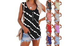Womens Tank Tops Sleeveless Scoop Neck Henley Shirt Summer Casual Workout Tees