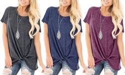 Women's Summer Casual Crewneck T-Shirt Comfy Short Sleeve Knot Tops