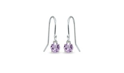Amethyst Solitaire Dangle Earrings in 925 Sterling Silver