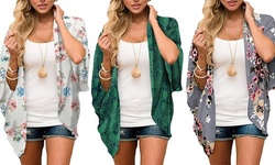 Women's Floral Kimono Cardigans Chiffon Casual Loose Open Front Cover Ups Tops