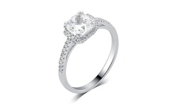 Cushion Frame Cubic Zirconia Ring in Sterling Silver -ZSL30294A2UD