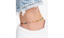 Barzel 18k Gold Plated Oval Multi-Colored Anklet Mae With Swarovski Crystal