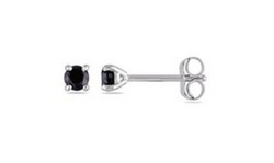 14kt White Gold Solitaire 1/4 Carat Round Black Diamond Stud Earrings
