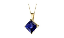 18k Gold Princess Blue Sapphire 18 Inch Necklace