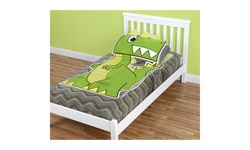 ZippySack Dinosaur Twin Size Bedding Solution with Zipper Closure (Green) - New