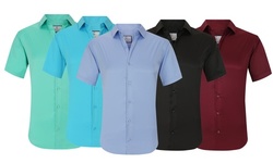 Sulso Couture Men's Short Sleeve Performance Solid Button Down Shirt